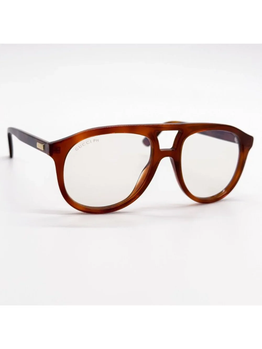 New Gucci Havana Aviator Sunglasses GG1320S 001 with Transition Lenses